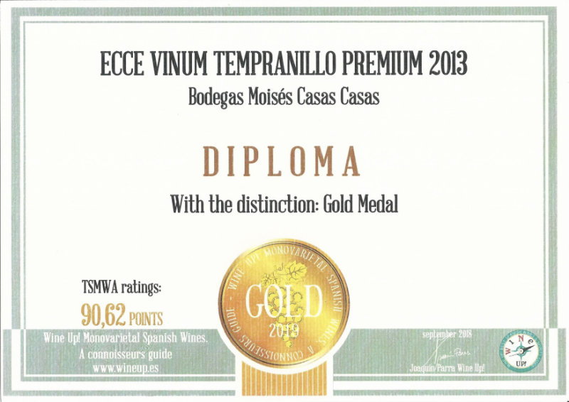 Medalla de oro Tempranillo 2013